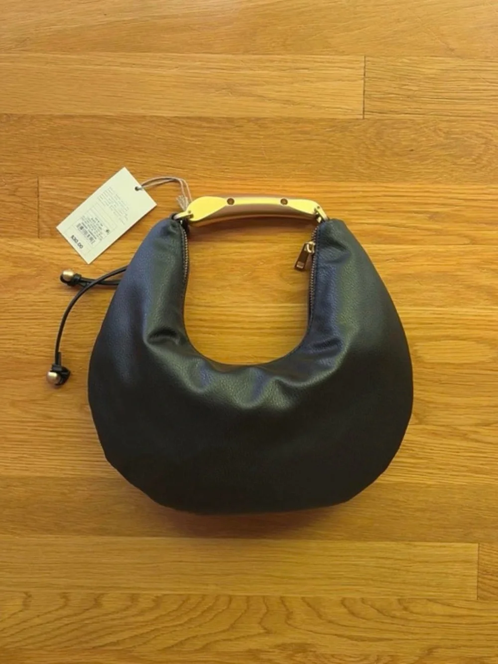 Black Crescent Hobo Handbag by